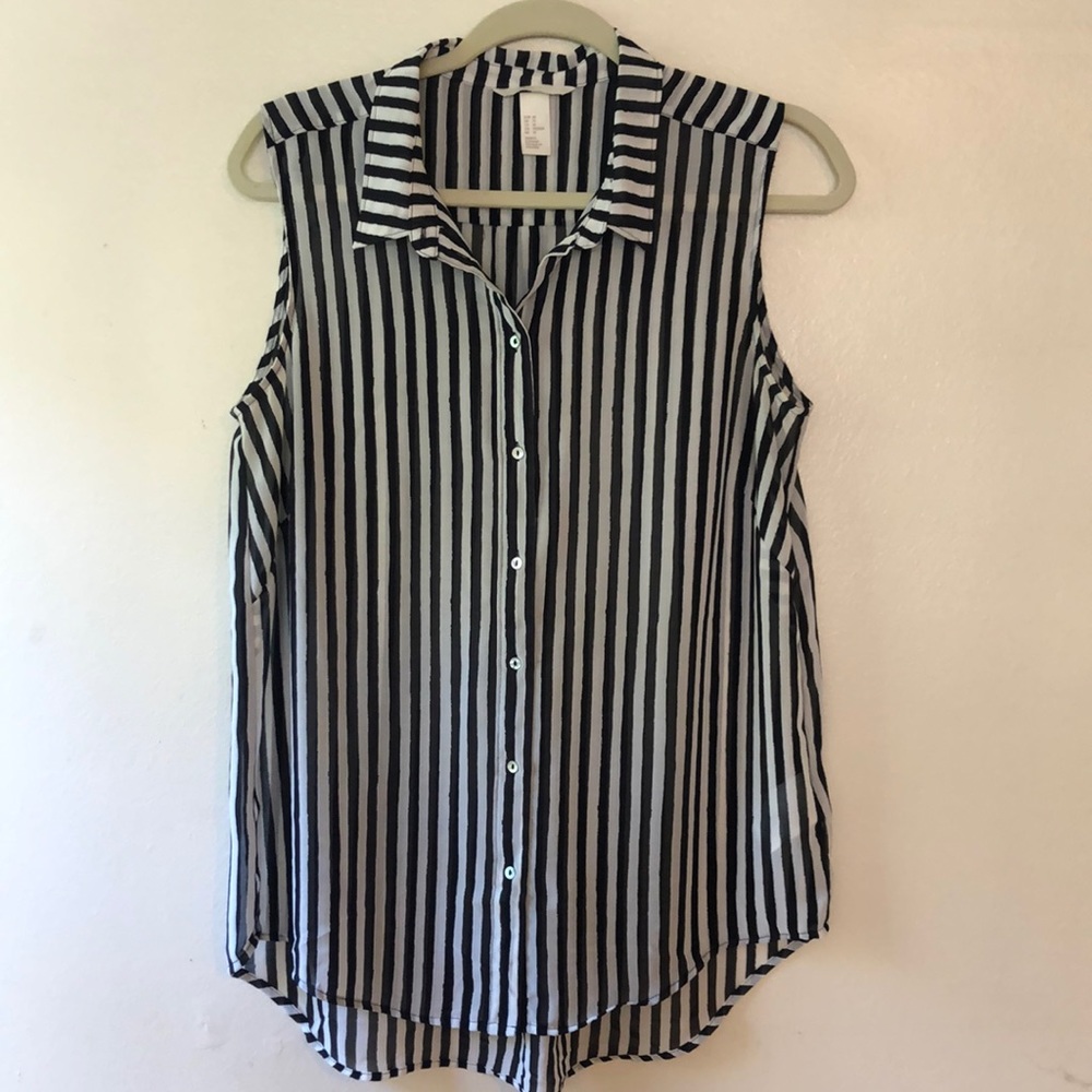 H&M Black & White Stripped Blouse